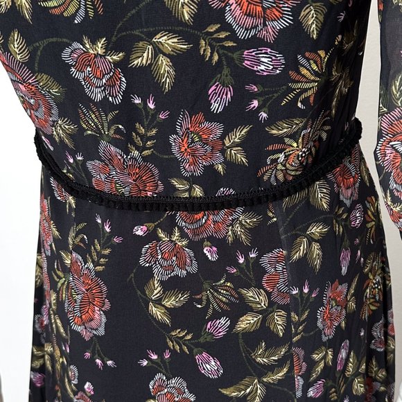 Anthropologie Laia Ines Floral Print Contrast Maxi Dress in Black Motif Size S - Picture 14 of 17
